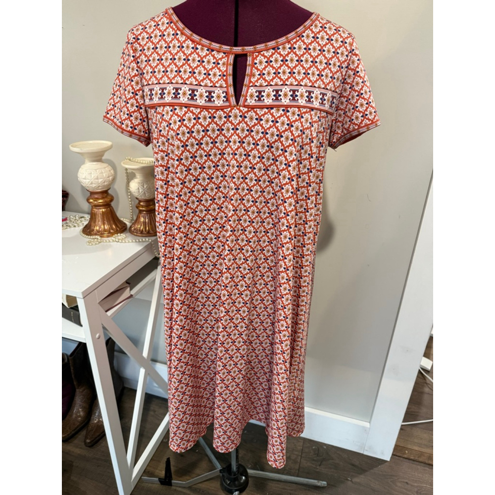 🌟SALE Max Studio Orange Blue Print Dress Medium
